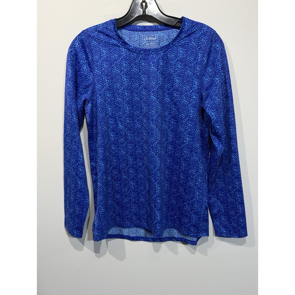 LL Bean Sun Smart UV Protection UPF 50+ Blue Patterned Swim Sun Shirt XS